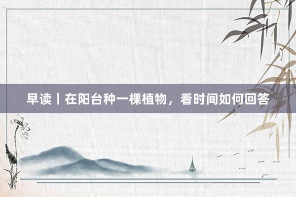 早读丨在阳台种一棵植物，看时间如何回答
