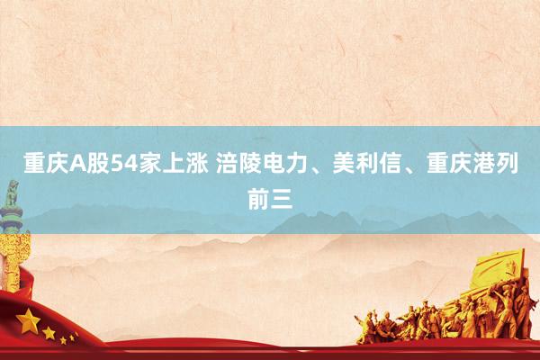 重庆A股54家上涨 涪陵电力、美利信、重庆港列前三