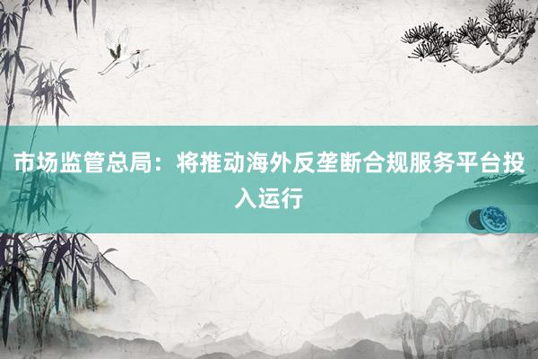 市场监管总局：将推动海外反垄断合规服务平台投入运行
