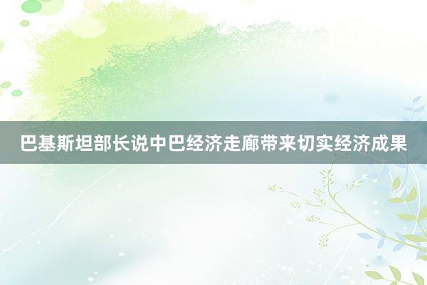 巴基斯坦部长说中巴经济走廊带来切实经济成果