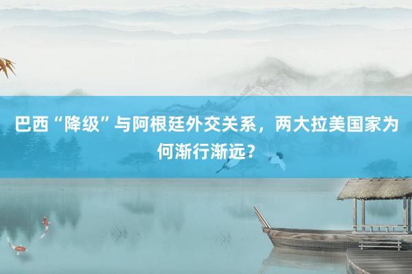 巴西“降级”与阿根廷外交关系，两大拉美国家为何渐行渐远？