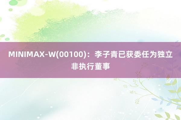 MINIMAX-W(00100)：李子青已获委任为独立非执行董事