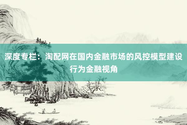 深度专栏：淘配网在国内金融市场的风控模型建设行为金融视角