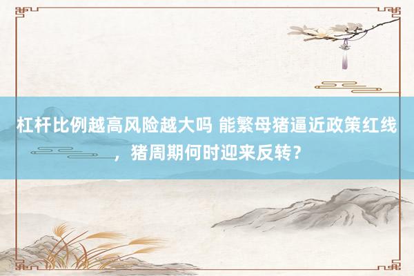杠杆比例越高风险越大吗 能繁母猪逼近政策红线，猪周期何时迎来反转？