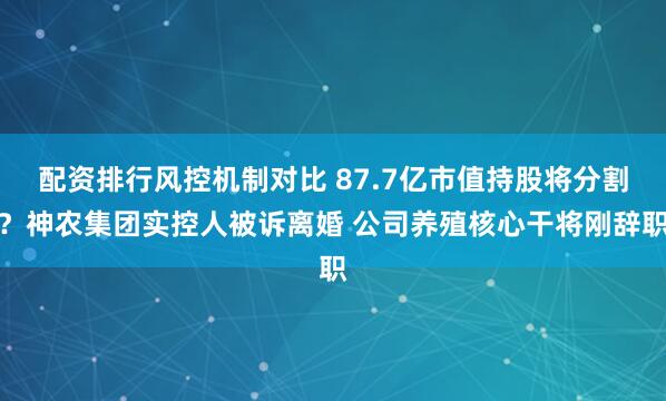 配资排行风控机制对比 87.7亿市值持股将分割？神农集团实控人被诉离婚 公司养殖核心干将刚辞职