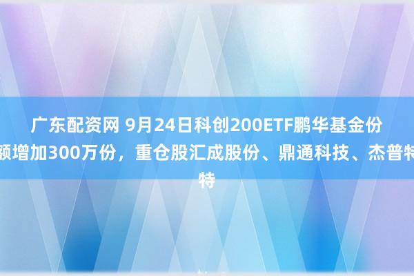 广东配资网 9月24日科创200ETF鹏华基金份额增加300万份，重仓股汇成股份、鼎通科技、杰普特