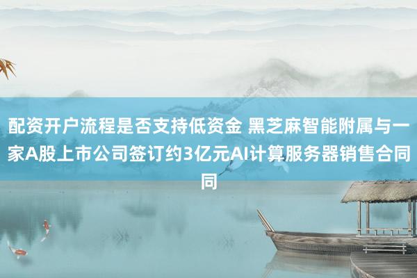 配资开户流程是否支持低资金 黑芝麻智能附属与一家A股上市公司签订约3亿元AI计算服务器销售合同