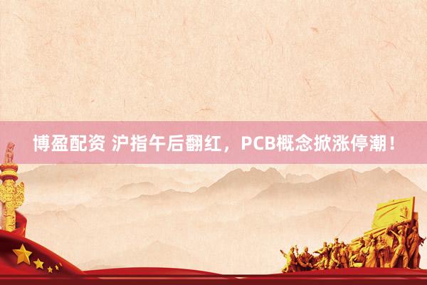 博盈配资 沪指午后翻红，PCB概念掀涨停潮！