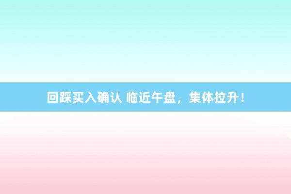 回踩买入确认 临近午盘，集体拉升！